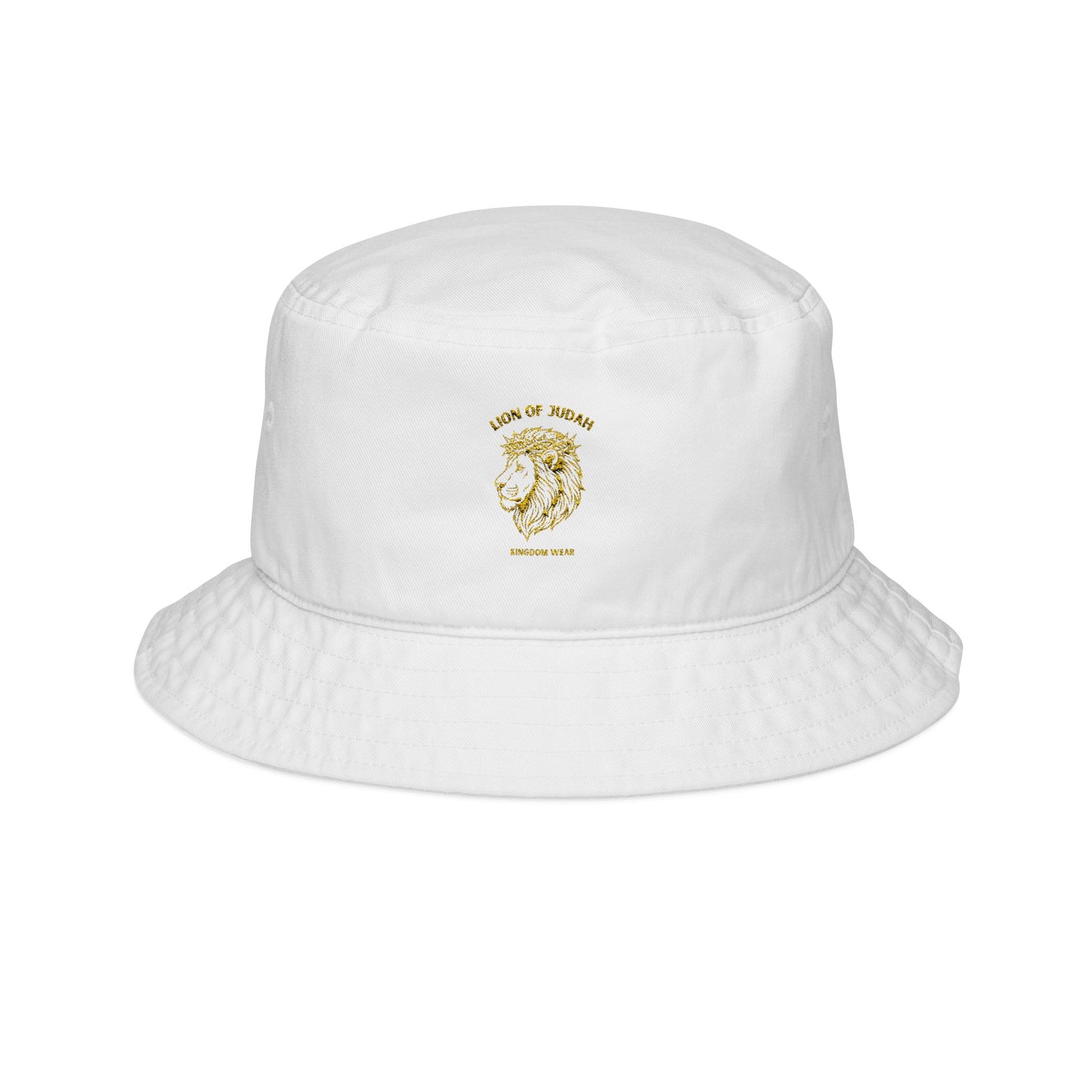 Embroidered Gold Lion Bucket Hat — 'King of Kings' Streetwear Sun Hat