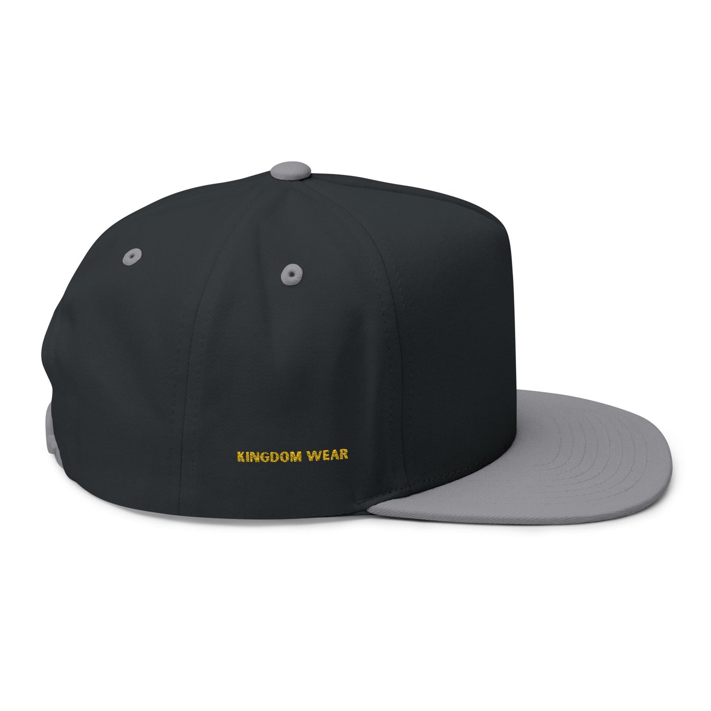 Embroidered Gold Lion Flat Bill Cap – White Snapback Hat