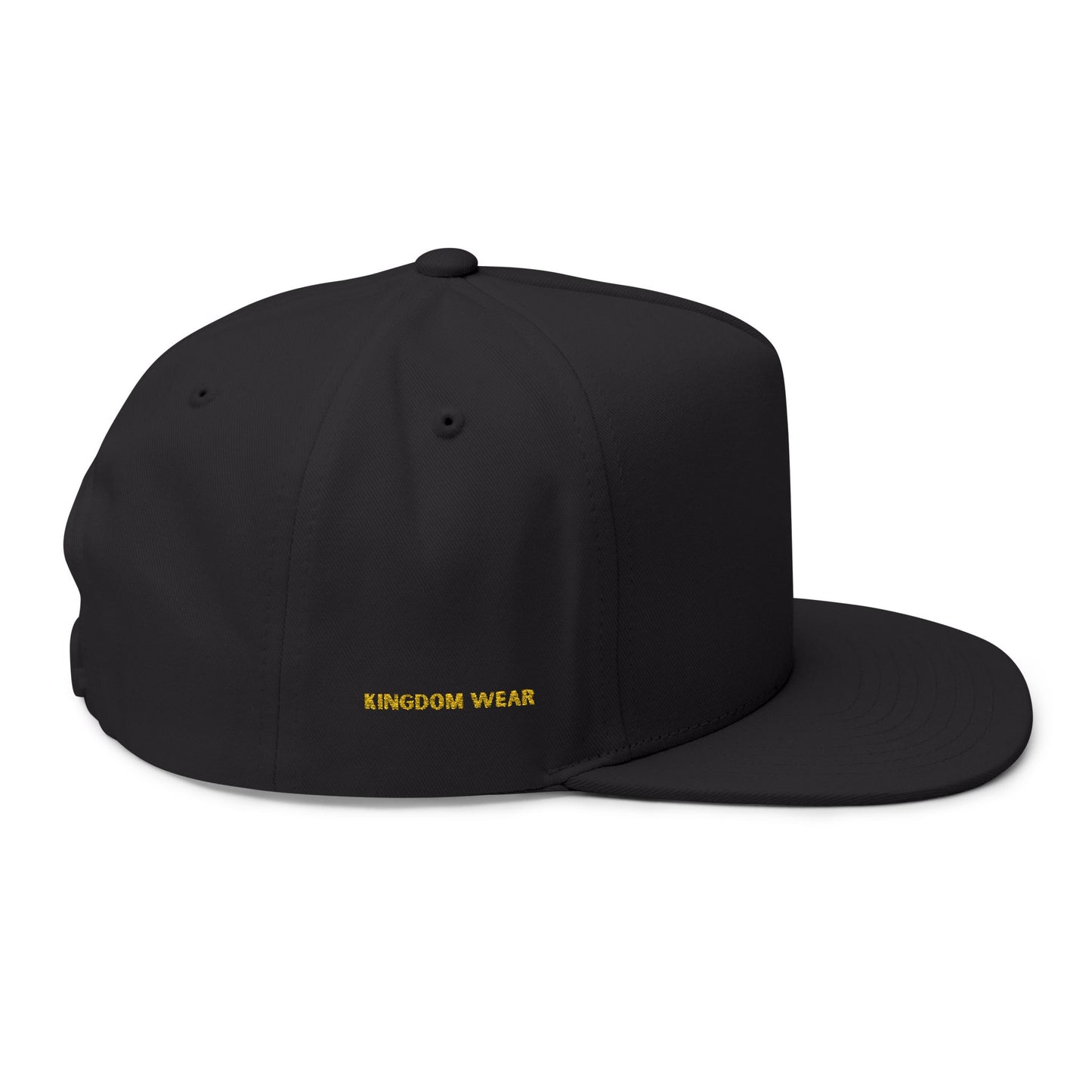 Embroidered Gold Lion Flat Bill Cap – White Snapback Hat