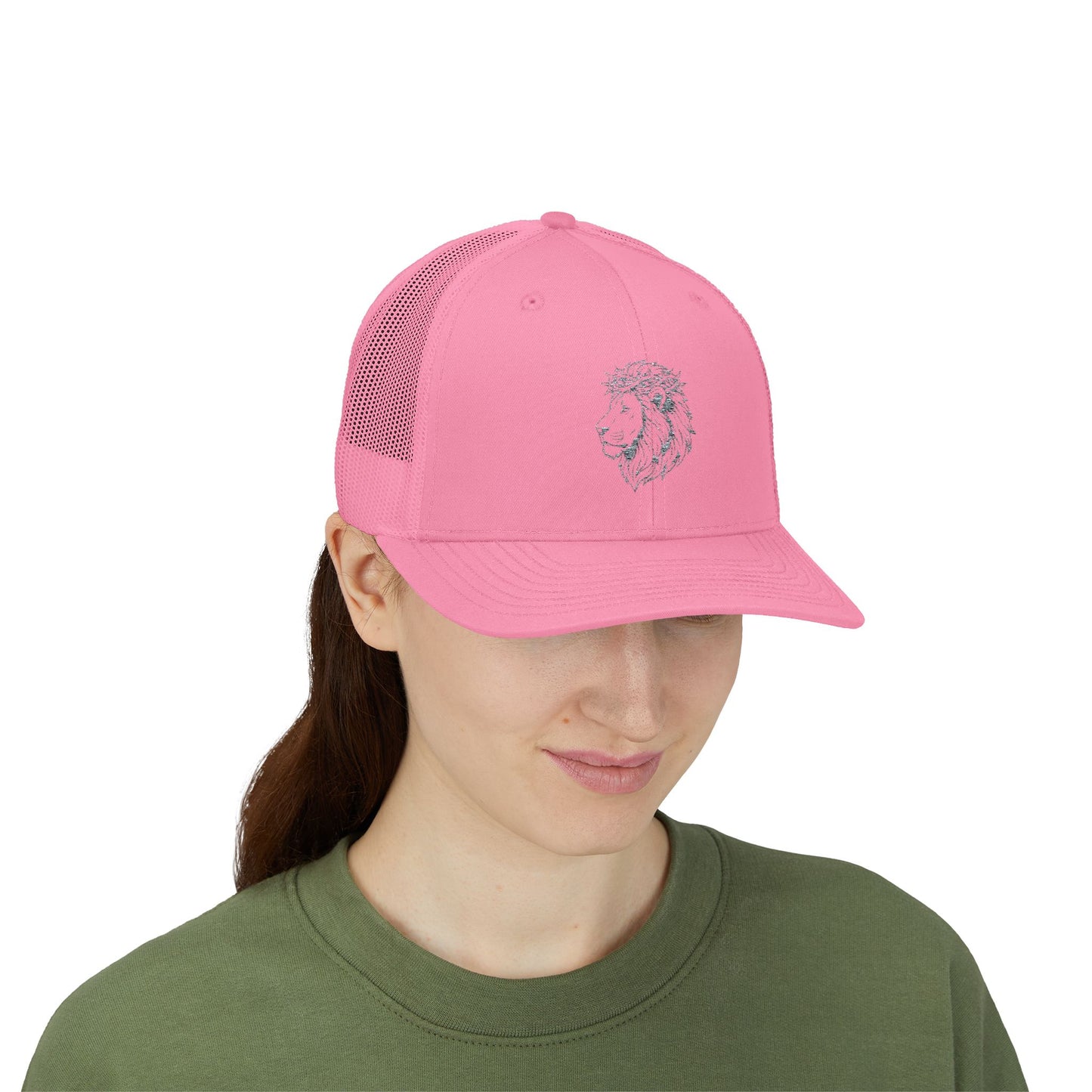 Lion Outline Snapback Trucker Cap — Minimal Animal Graphic Hat