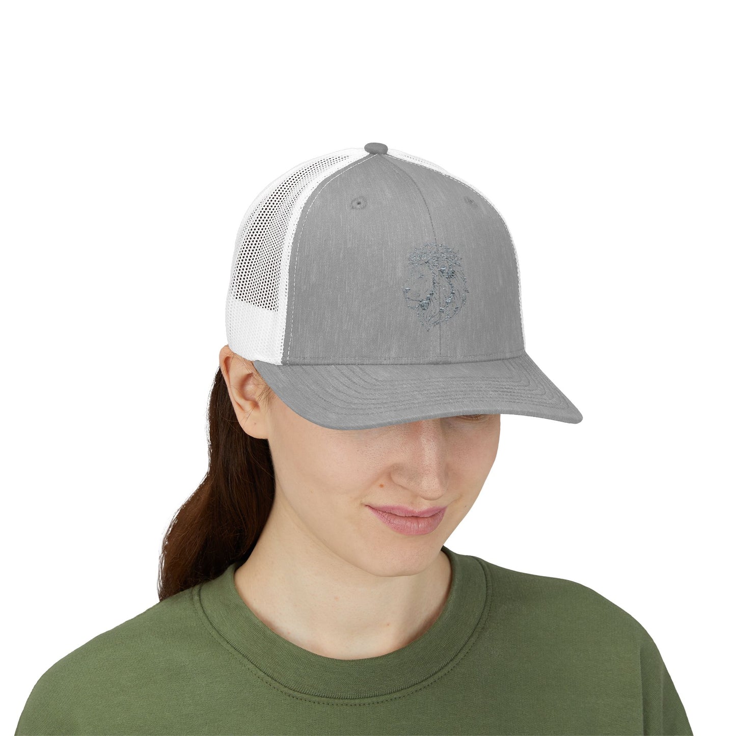 Lion Outline Snapback Trucker Cap — Minimal Animal Graphic Hat