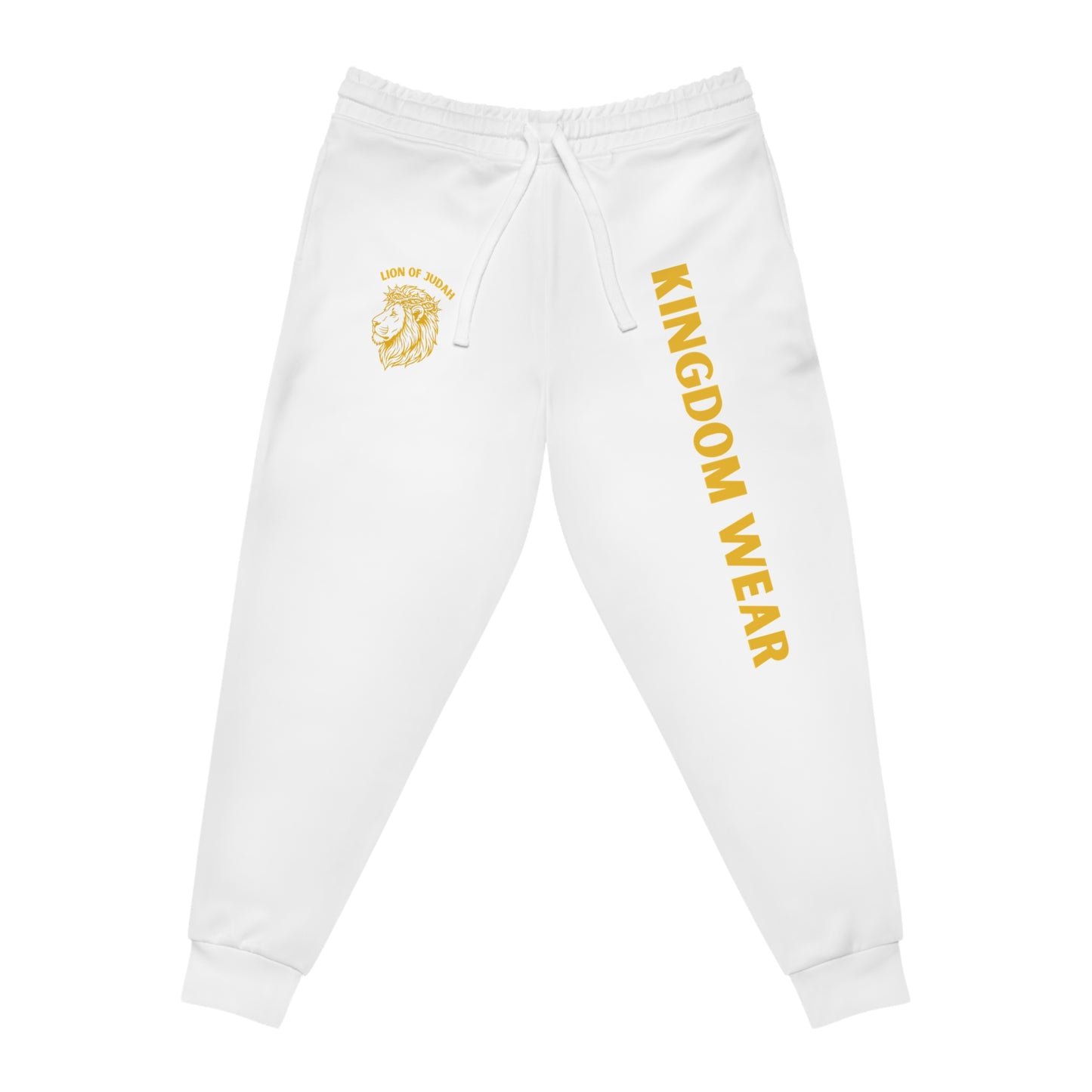 Kingdom Wear Athletic Joggers – Gold Lion Logo & 'KINGDOM WEAR' Side Print