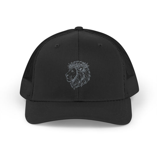 Lion Outline Snapback Trucker Cap — Minimal Animal Graphic Hat
