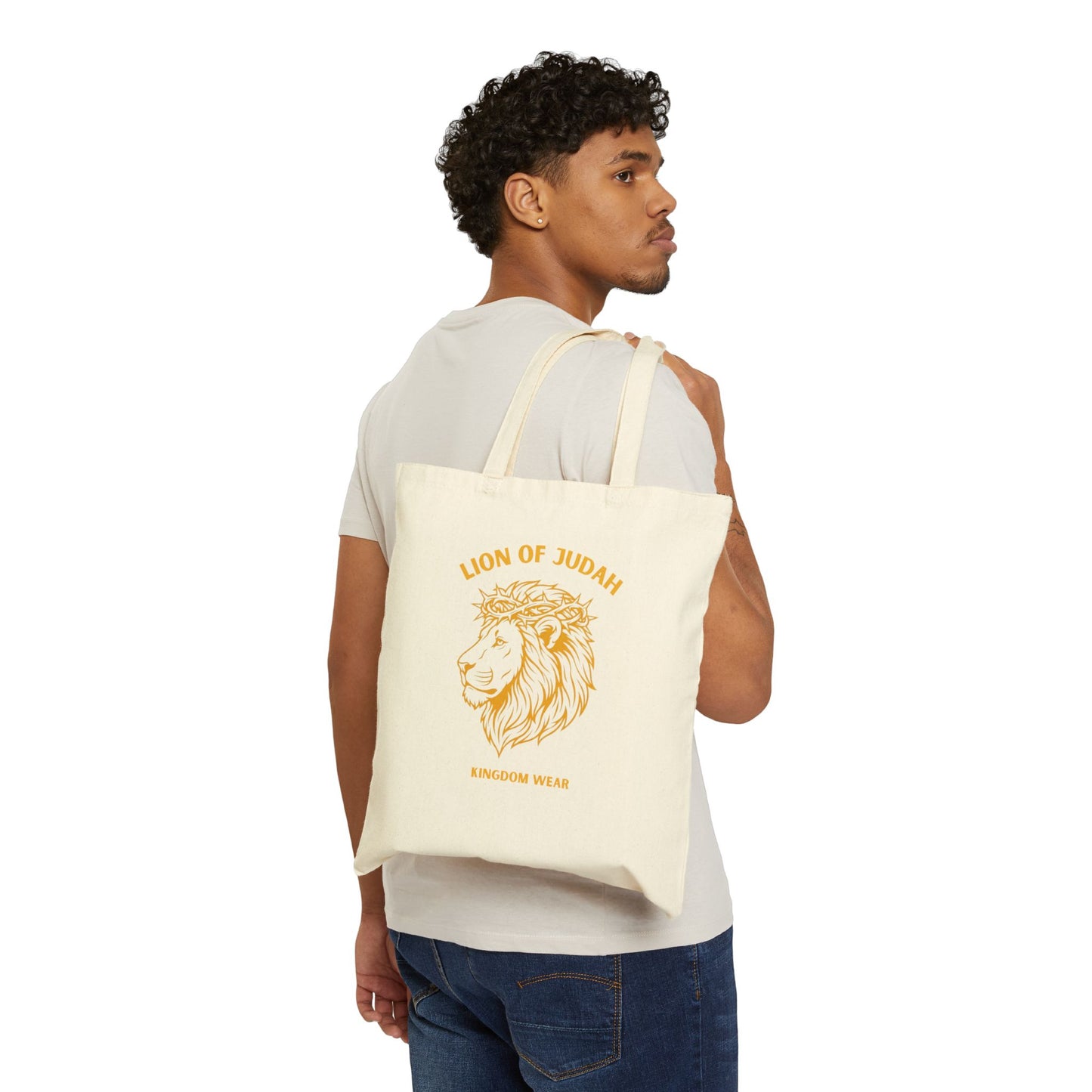 Lion of Judah Canvas Tote Bag — Christian Faith Reusable Grocery & Church Bag