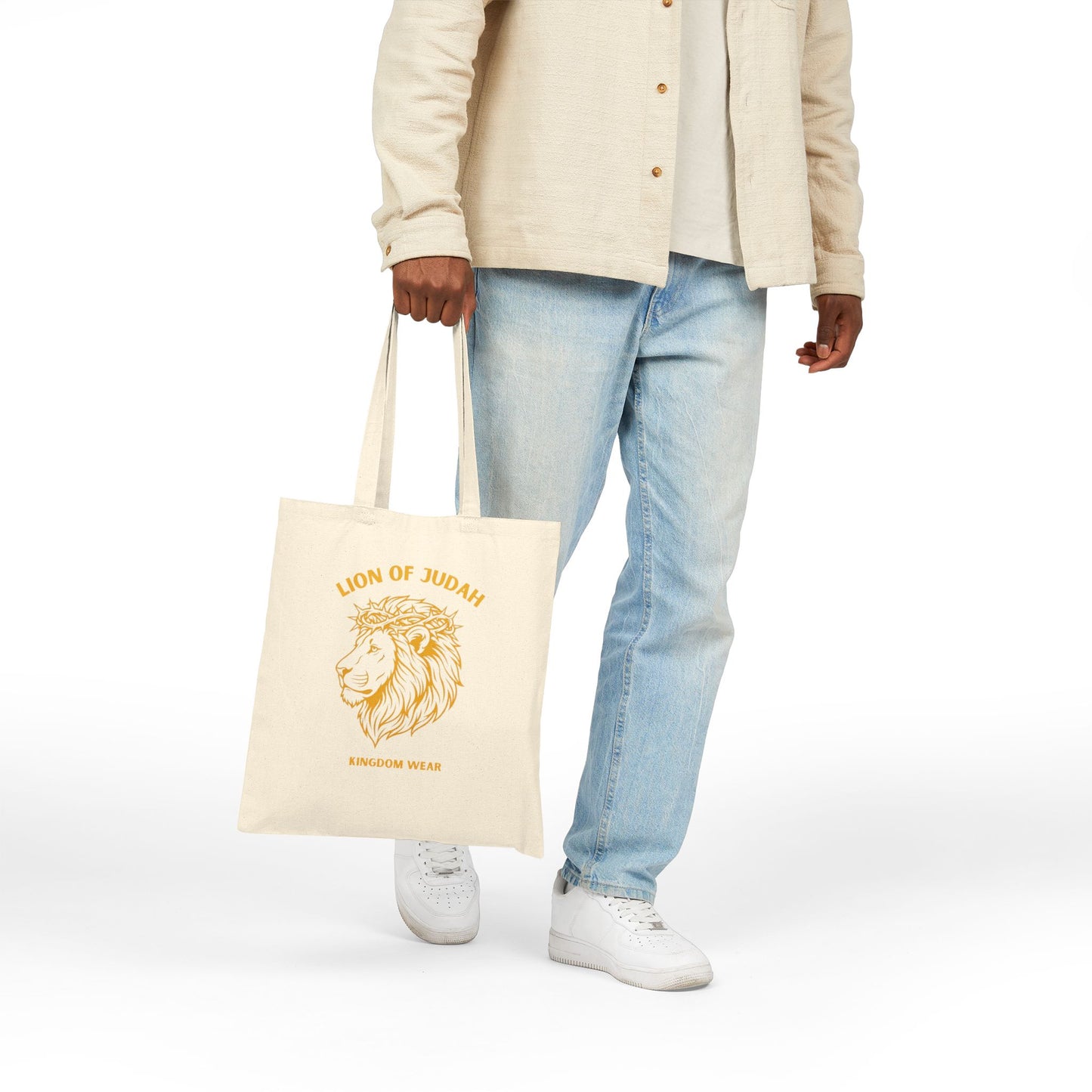 Lion of Judah Canvas Tote Bag — Christian Faith Reusable Grocery & Church Bag