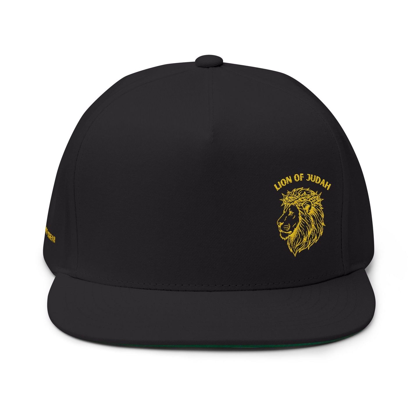 Embroidered Gold Lion Flat Bill Cap – White Snapback Hat