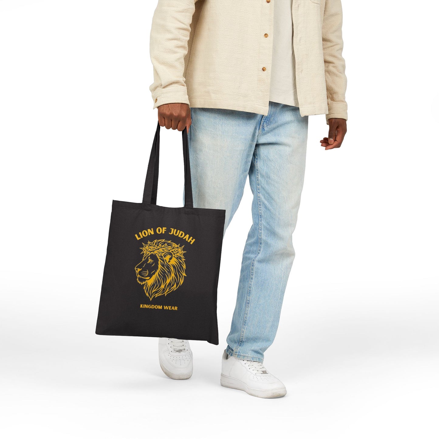 Lion of Judah Canvas Tote Bag — Christian Faith Reusable Grocery & Church Bag