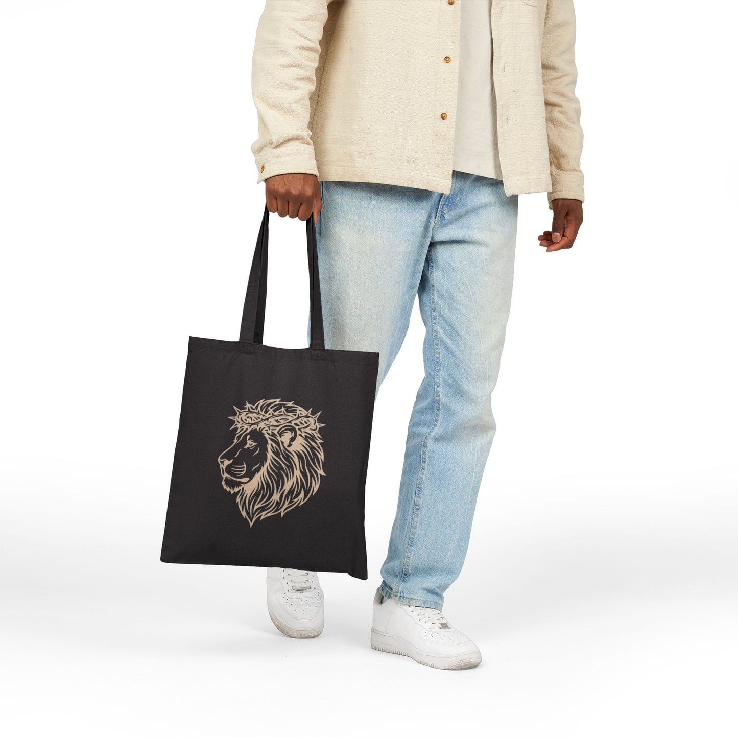 Lion Head Canvas Tote Bag — Regal Vintage Lion Illustration