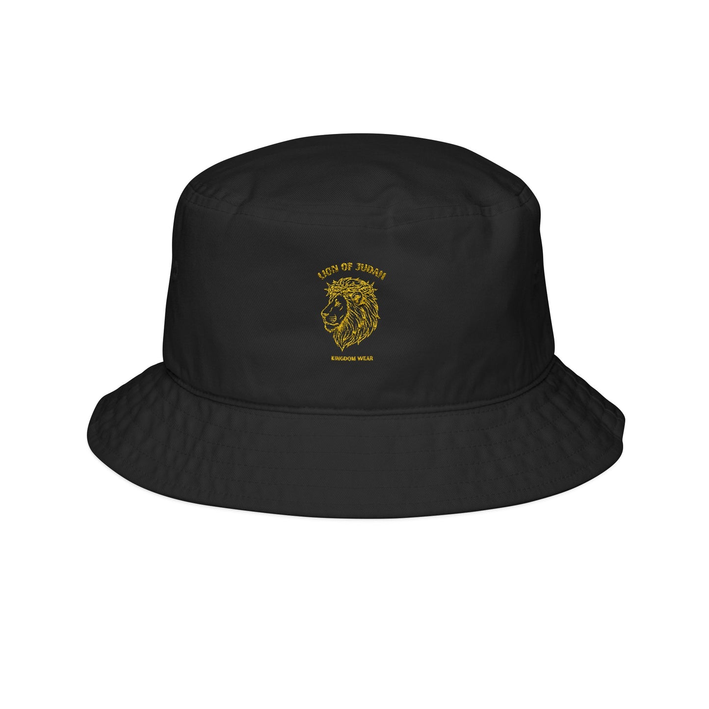 Embroidered Gold Lion Bucket Hat — 'King of Kings' Streetwear Sun Hat